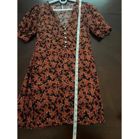 Free People Provence Black Floral Mini Dress Size Small Fall Vibes - Picture 12 of 13